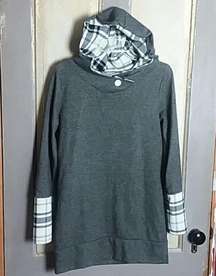 Hoodie with Plaid Accents