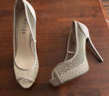 Cacei woman's heels beige natural rhinestones evening formal Size 8.5M