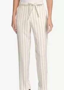 Dkny Striped Essex Tie Waist Pin Striped Ankle Pants Size 6 NWT (flaws)