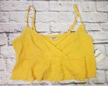 NWT Arizona Jean Co Jrs Size Large Yellow Cropped Tank Top Adjustable Straps