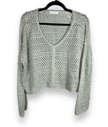 Moon & Madison Open Weave Crochet Crop Sweater