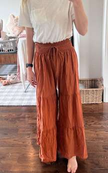 Flowy Burnt Orange Ruffle Pants