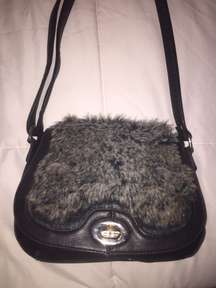 Faux Fur Black Crossbody Purse