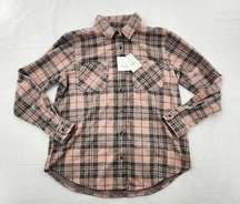 Beach Lunch Lounge Size Large Womens Pink Plaid Long Sleeve Shacket