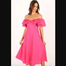 Petal & Pup Cabo Magenta Frill Sleeve Midi Dress S