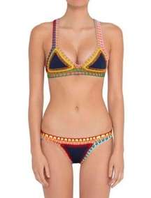 KIINI Swim Top Tasmin Crocheted Bright Colored Bikini Top Size Small
