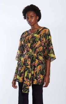 MEG Vienna Buttoned Blouse in Parrot Print Sz Medium/Large