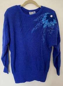 D.G. NWT  lambswool angora sweater pullover beaded shoulder pads