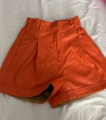 Orange Leather Shorts