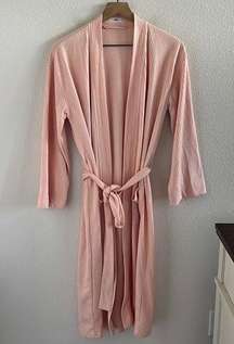 Knit Waffle Knit Lounge Robe Light Peach Pink Open Front with Tie Spa XS/S/M