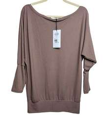 Exlura Off Shoulder Batwing Ribbed Top NWT Sz. S