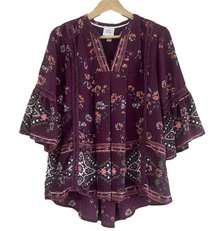 Knox Rose flowy boho bell sleeve peasant blouse size M