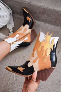 Flame Cowboy Booties