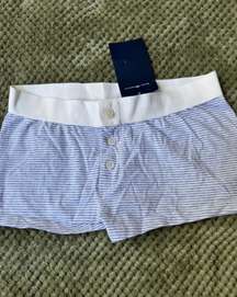 Grey White Striped Shorts