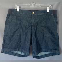 size 16 dark blue mid rise Bermuda jean shorts