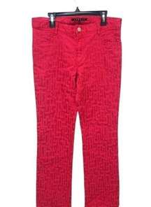 Theory Jeans Straight Leg Geometric Red Denim Size 6