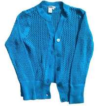 Coldwater Creek cardigan sweater crochet  blue open see through Size S