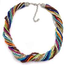 NWT Multi colored twisted seed bead collar necklace