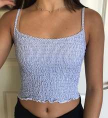 Brandy Melville Izzy Tank Blue and White Smocked Tank