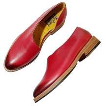NEW Adro Artisan Dover Flat Red Distressed Leather Side Cutout Slip On Size 7