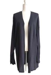 Loft Outlet Cardigan Sweater Gray Purple Long Sleeve Open Front Size XXL NEW