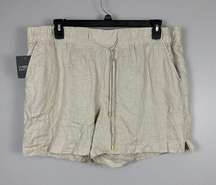 Company Ellen Tracy Womens Size XL Sandstone Linen Drawstring Shorts Pockets