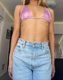 vintage pink sparkly iridescent triangle bikini top