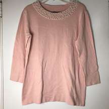 Karl Lagerfeld Paris Pink Pearl Knit crew Sweater