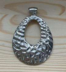 Silver Toned Hammered Metal Necklace Pendant