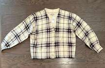 LOFT Soft Plaid Button Up Cardigan Size Large NWT