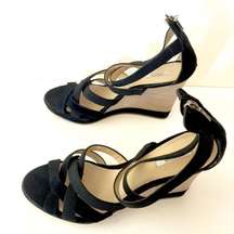 Geox Black Fabric Wedges New 10 M