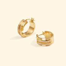 JW Pei Hoop Earrings 18K Gold Plated w Zircon NIB