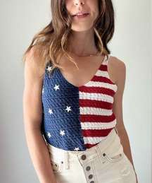 Moon & Madison American Flag Knit Tank Top