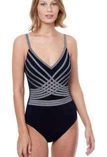 New! Gottex Metallic Divine Embroidery One Piece Swimsuit