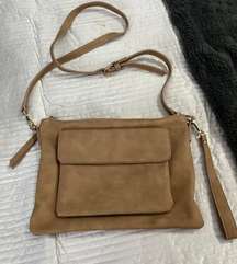 Tan Crossbody Convertible Handbag