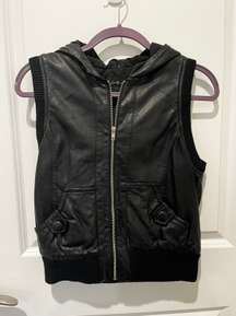 Faux Leather Hooded Best