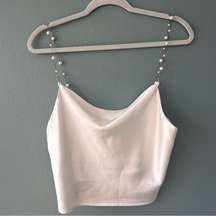 Satin Crop Top with Pearl Straps Size 6