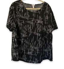 Isabel Maternity Black And White Printed Short Sleeve Blouse Size Large