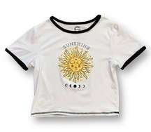 Social Culture Crop Baby Tee Retro Style Black Ringer Yellow Sunshine Moon Chart