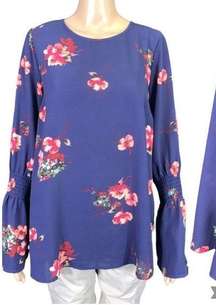 Isabel Maternity Womens Floral Bell Sleeve Pullover Blouse Tunic Top XS Like New