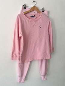 Polo Ralph Lauren Sweatshirt Jogger Set Small Baby Pink Cotton Crewneck