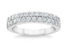 Round Brilliant 0.70 ctw VS2 Clarity, I Color Diamond 14kt White Gold Double Row Band Size 6