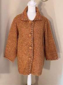 Simonton Says Reddish Orange Acrylic Wool Blend 3/4 Sleeve Jacket Size 1X