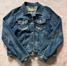 Rhythm In Blues Women's Denim Jean Jacket Stretch Button Up Size Small