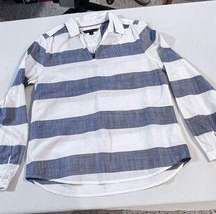 Tommy Hilfiger Women's Striped Colorblock Long Sleeves Top White/Gray Size PS