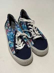 Navy Blue White Low Top Sneakers Shoes