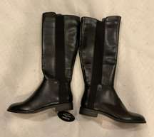 NWT  Pippa Black Vegan Faux Leather Knee High Fashion Boots Womens Size5.5