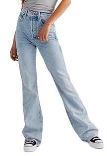 BOYISH The Ricky Peace High Rise Flare Leg Stretchy Organic Cotton Jean Blue 27