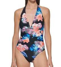 DKNY Swimwear One-Piece Swimsuit Halter Shirred UPF Protection