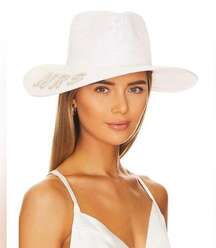 Nikki beach Mrs straw hat white with pearls NWOT honeymoon